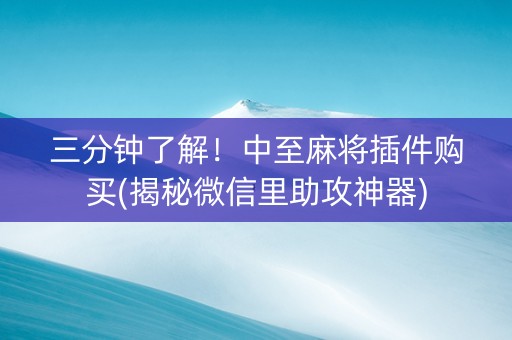 三分钟了解！中至麻将插件购买(揭秘微信里助攻神器)