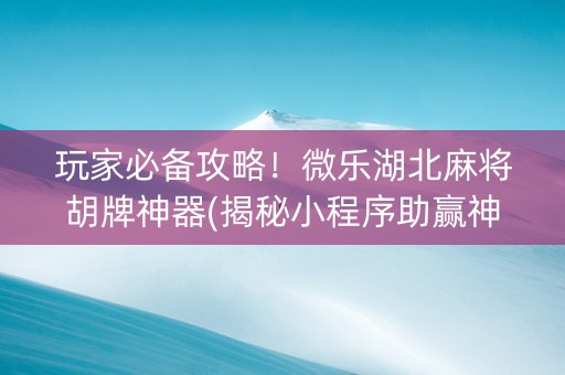 玩家必备攻略！微乐湖北麻将胡牌神器(揭秘小程序助赢神器购买)