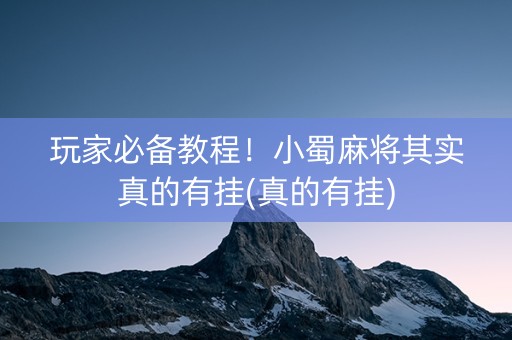 玩家必备教程！小蜀麻将其实真的有挂(真的有挂)