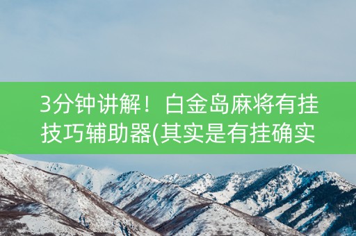 3分钟讲解！白金岛麻将有挂技巧辅助器(其实是有挂确实有挂)