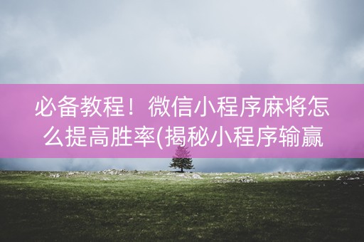 必备教程！微信小程序麻将怎么提高胜率(揭秘小程序输赢技巧)