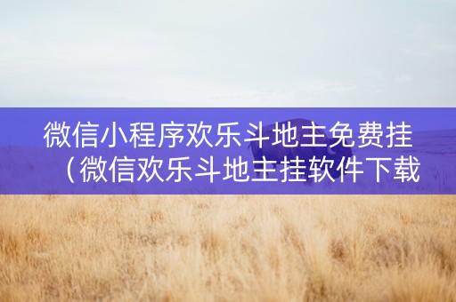 微信小程序欢乐斗地主免费挂（微信欢乐斗地主挂软件下载）