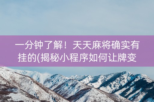 一分钟了解！天天麻将确实有挂的(揭秘小程序如何让牌变好)