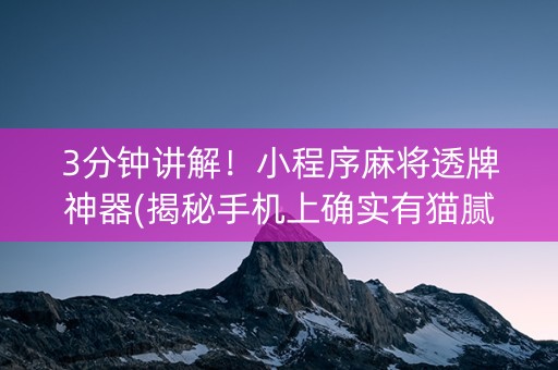 3分钟讲解！小程序麻将透牌神器(揭秘手机上确实有猫腻)