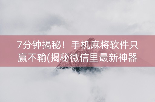 7分钟揭秘！手机麻将软件只赢不输(揭秘微信里最新神器下载)