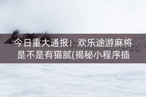 今日重大通报！欢乐途游麻将是不是有猫腻(揭秘小程序插件下载)