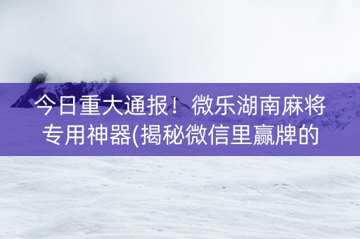 今日重大通报！微乐湖南麻将专用神器(揭秘微信里赢牌的技巧)