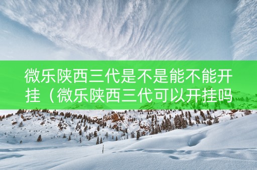微乐陕西三代是不是能不能开挂（微乐陕西三代可以开挂吗）