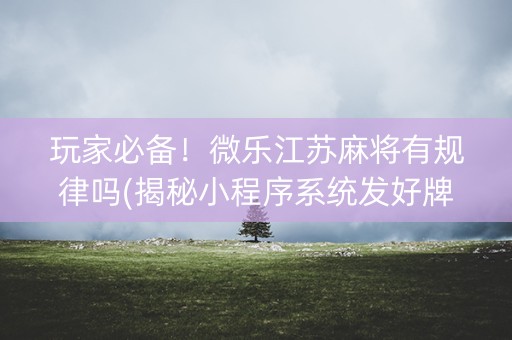 玩家必备！微乐江苏麻将有规律吗(揭秘小程序系统发好牌)