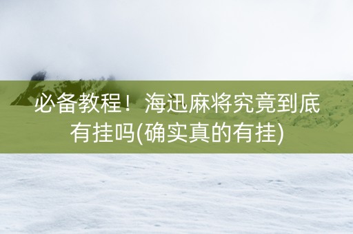 必备教程！海迅麻将究竟到底有挂吗(确实真的有挂)