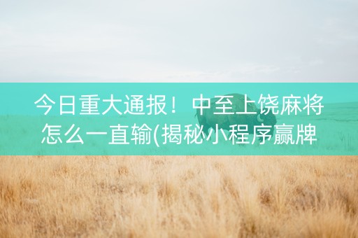 今日重大通报！中至上饶麻将怎么一直输(揭秘小程序赢牌技巧)