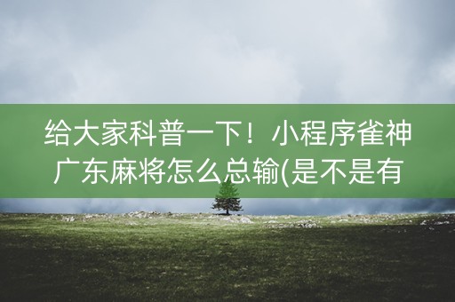 给大家科普一下！小程序雀神广东麻将怎么总输(是不是有挂)