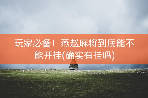 玩家必备！燕赵麻将到底能不能开挂(确实有挂吗)