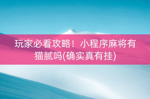 玩家必看攻略！小程序麻将有猫腻吗(确实真有挂)