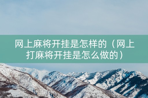 网上麻将开挂是怎样的（网上打麻将开挂是怎么做的）