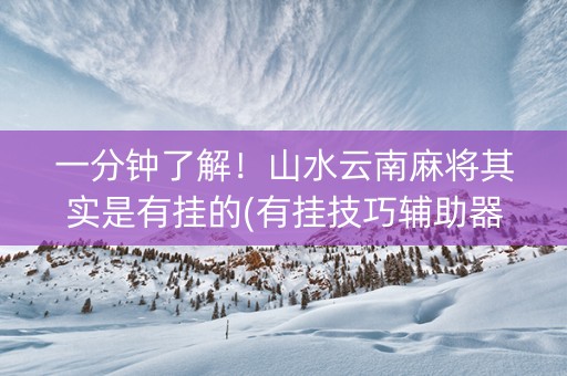 一分钟了解！山水云南麻将其实是有挂的(有挂技巧辅助器)