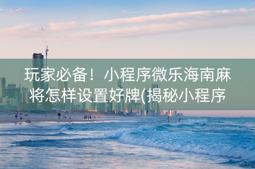 玩家必备！小程序微乐海南麻将怎样设置好牌(揭秘小程序胜率到哪调)