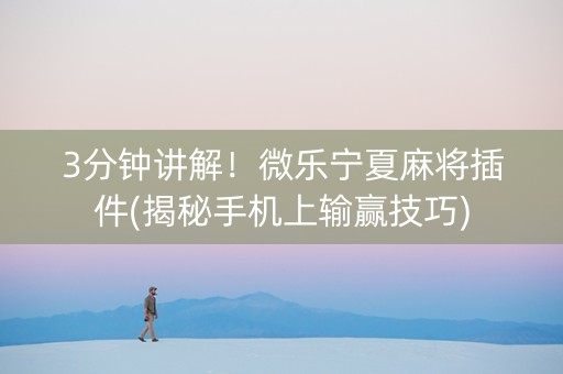 3分钟讲解！微乐宁夏麻将插件(揭秘手机上输赢技巧)