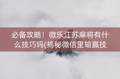 必备攻略！微乐江苏麻将有什么技巧吗(揭秘微信里输赢技巧)