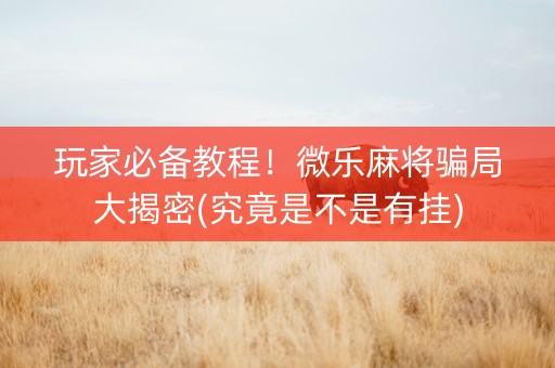玩家必备教程！微乐麻将骗局大揭密(究竟是不是有挂)