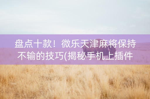 盘点十款！微乐天津麻将保持不输的技巧(揭秘手机上插件下载)