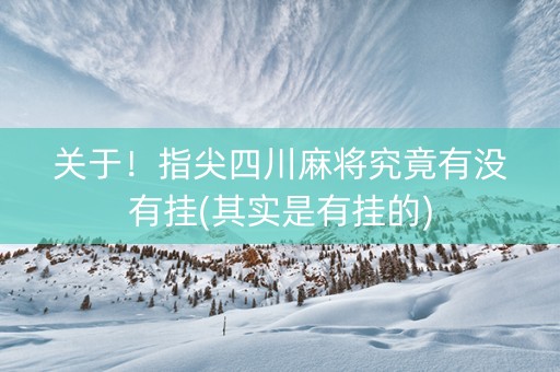 关于！指尖四川麻将究竟有没有挂(其实是有挂的)