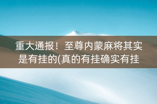 重大通报！至尊内蒙麻将其实是有挂的(真的有挂确实有挂)