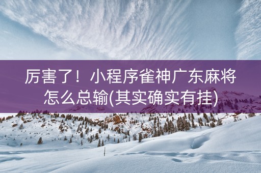 厉害了！小程序雀神广东麻将怎么总输(其实确实有挂)