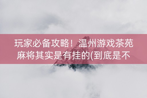 玩家必备攻略！温州游戏茶苑麻将其实是有挂的(到底是不是有挂)