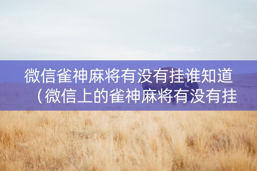 微信雀神麻将有没有挂谁知道（微信上的雀神麻将有没有挂）