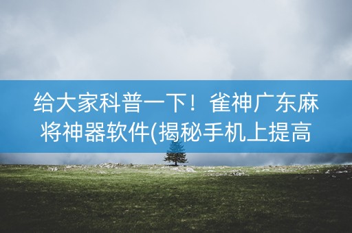 给大家科普一下！雀神广东麻将神器软件(揭秘手机上提高胜率)