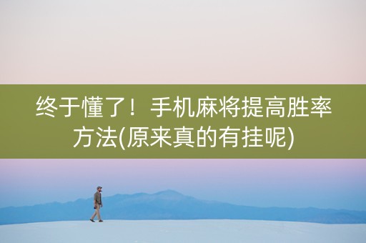 终于懂了！手机麻将提高胜率方法(原来真的有挂呢)