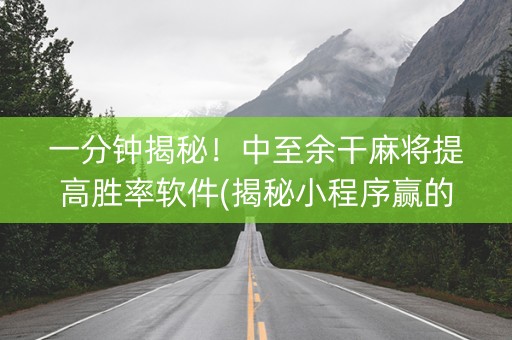 一分钟揭秘！中至余干麻将提高胜率软件(揭秘小程序赢的诀窍)