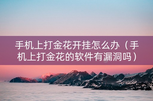 手机上打金花开挂怎么办（手机上打金花的软件有漏洞吗）