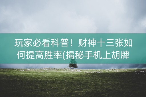玩家必看科普！财神十三张如何提高胜率(揭秘手机上胡牌技巧)