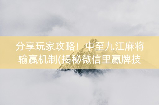 分享玩家攻略！中至九江麻将输赢机制(揭秘微信里赢牌技巧)