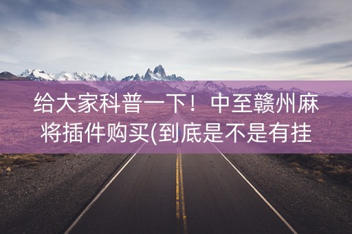 给大家科普一下！中至赣州麻将插件购买(到底是不是有挂)