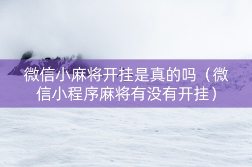 微信小麻将开挂是真的吗（微信小程序麻将有没有开挂）
