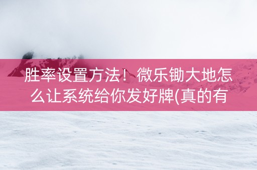 胜率设置方法！微乐锄大地怎么让系统给你发好牌(真的有挂确实有挂)