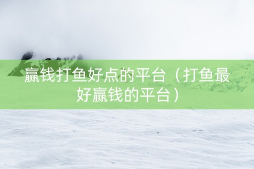 赢钱打鱼好点的平台（打鱼最好赢钱的平台）