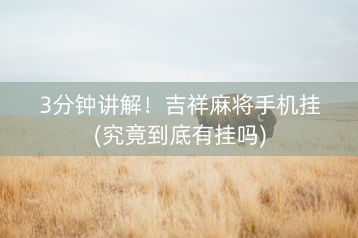 3分钟讲解！吉祥麻将手机挂(究竟到底有挂吗)