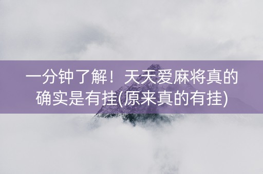 一分钟了解！天天爱麻将真的确实是有挂(原来真的有挂)