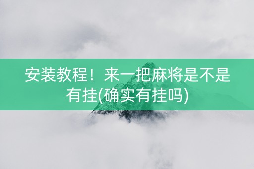 安装教程！来一把麻将是不是有挂(确实有挂吗)