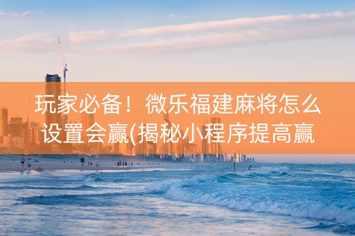 玩家必备！微乐福建麻将怎么设置会赢(揭秘小程序提高赢的概率)