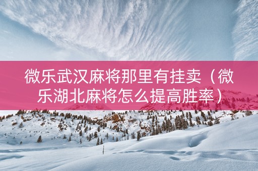 微乐武汉麻将那里有挂卖（微乐湖北麻将怎么提高胜率）