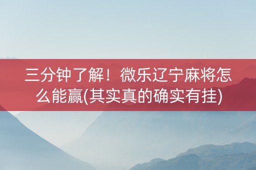 三分钟了解！微乐辽宁麻将怎么能赢(其实真的确实有挂)