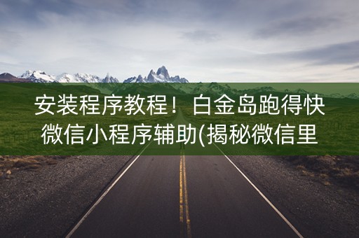 安装程序教程！白金岛跑得快微信小程序辅助(揭秘微信里规律攻略)