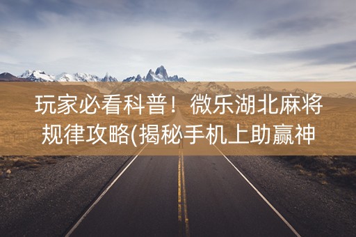 玩家必看科普！微乐湖北麻将规律攻略(揭秘手机上助赢神器)
