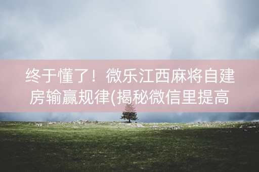 终于懂了！微乐江西麻将自建房输赢规律(揭秘微信里提高赢的概率)