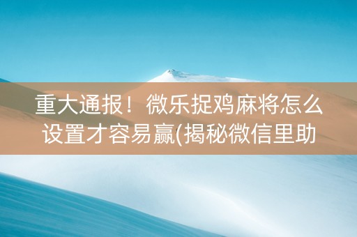 重大通报！微乐捉鸡麻将怎么设置才容易赢(揭秘微信里助手软件)